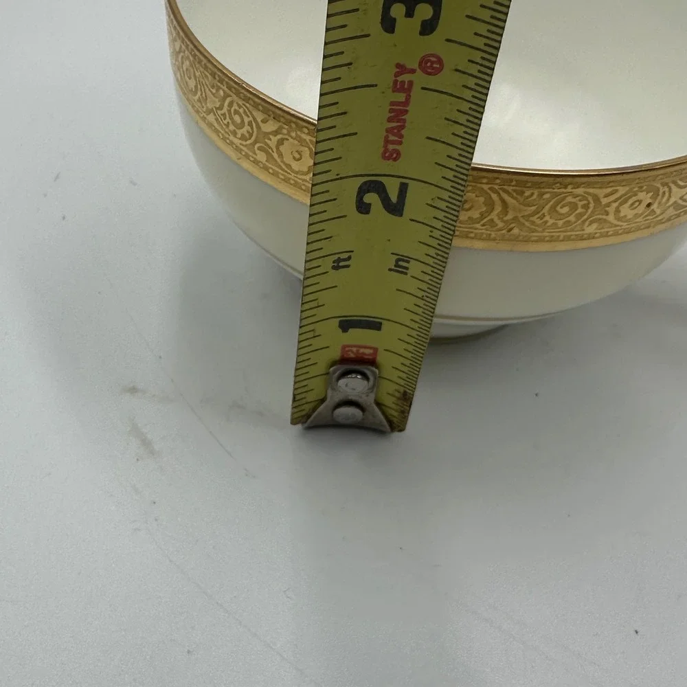VTG Hutschenreuther Selb Bavaria LHS Set 6 Tea Cups Ivory White Heavy Gold Gilt
